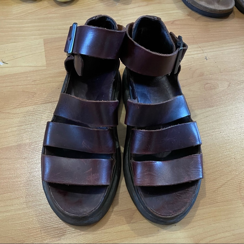 DOC MARTENS DARK BROWN PLATFORM SANDALS